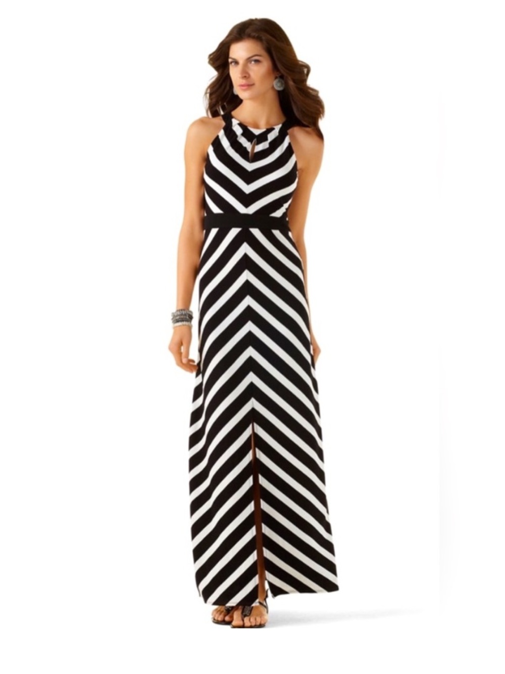 WHBM Chevron Stripe Maxi Dress Sz M